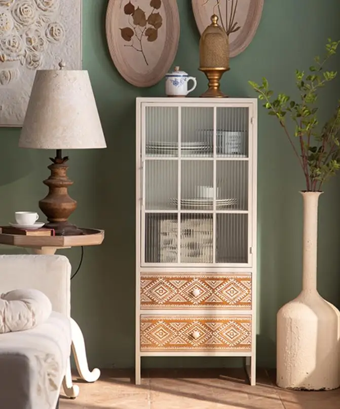 

Wooden Storage Living Room Cabinets Buffet Sideboard Server Wine Rack Console Bar Cabinet Rustic Home Furniture