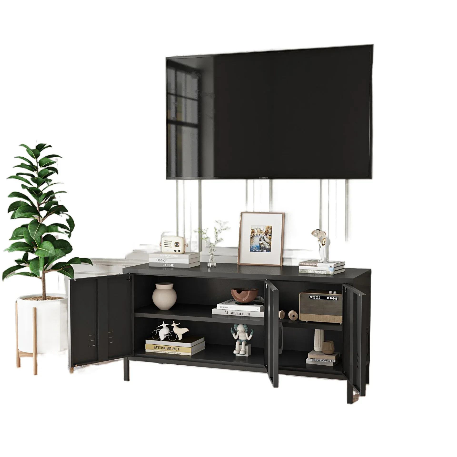 Imagen 6: Mueble de TV de color sólido, taquilla de acero para sala de estar, dormitorio y hogar