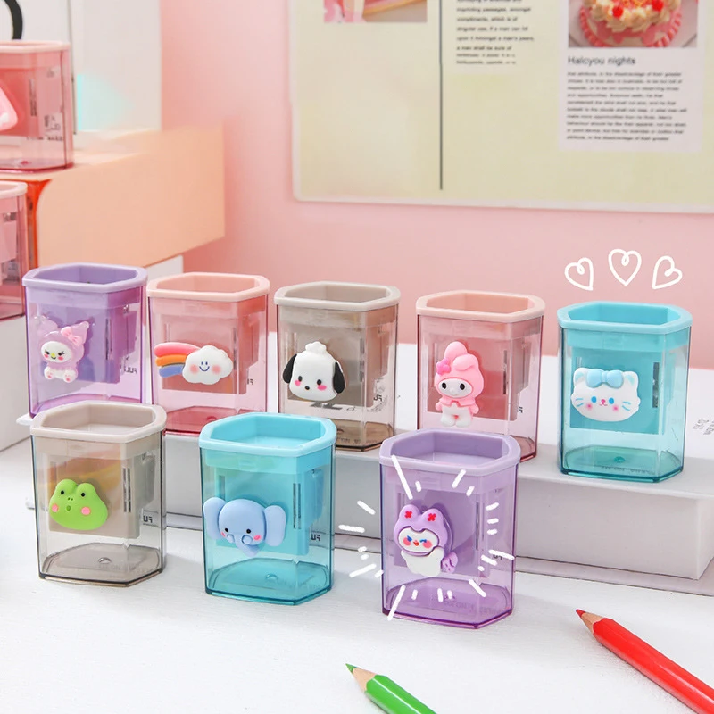 Anime Sanrio Peripheral Kawaii Hello Kitty Cinnamoroll My Melody Cartoon Double Hole Pencil Sharpener Children Stationery Gift