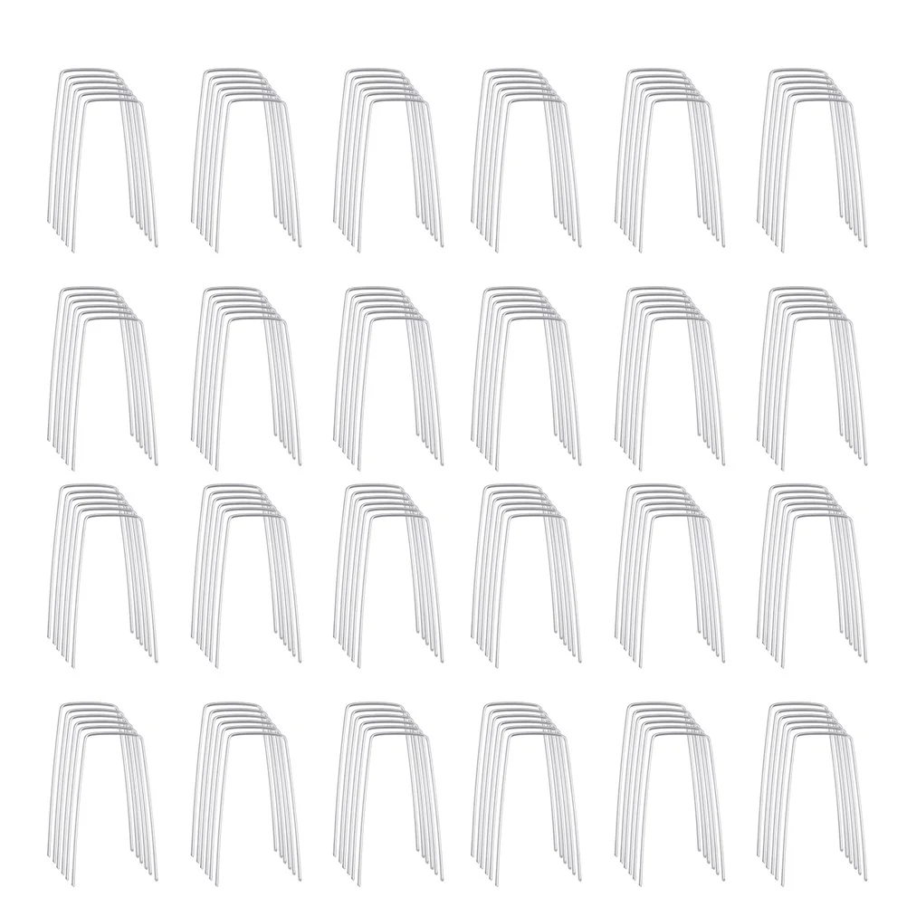 

100pcs U-Shaped Galvanized Ground Nails 2.5Mm X 40Mm X 100Mm Lawn Garden Stakes Metal Pegs For Outdoor Home Fixing Tents Tarps