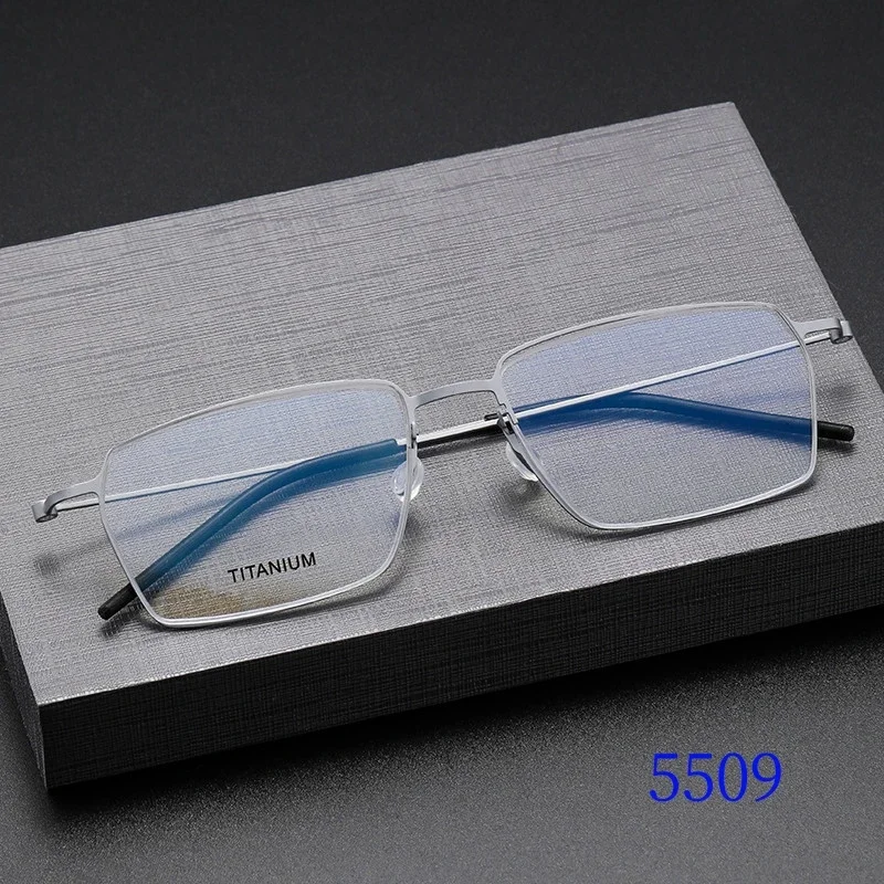 

Rectangle Prescription Glasses Frame Women 5509 Denmark Titanium No Screw Optical Ultra-light Men's Prescription Eyeglasses