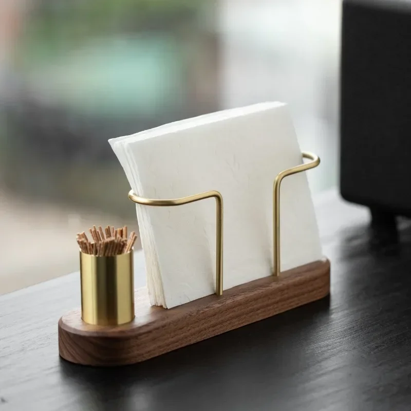 

Walnut Wood Tooth Swab Tube Tissue Holder Black Walnut Minimalist Tissue Storage Rack Dining Table Paper Box Restaurant Decor