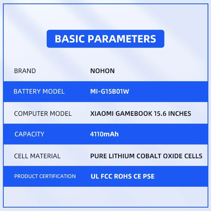 Imagem -06 - Nohon-bateria do Portátil para Xiaomi Gaming 156 Polegadas i5 i7 1050ti 171502-aa ai a1 ab ak al an ao ad am