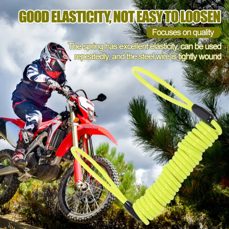 1.2M Yellow Disc Lock Reminder Cable Lock Anti-Theft Rope Alarm Disc Lock Spring Cable Security Reminder for Motorcycle