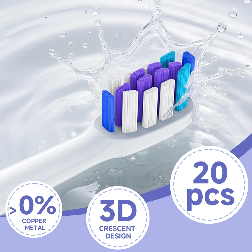 

20pcs Replacement Toothbrush Heads Compatible with Philips Sonicare Soft Replacement Electric Brush Head 6500 6100