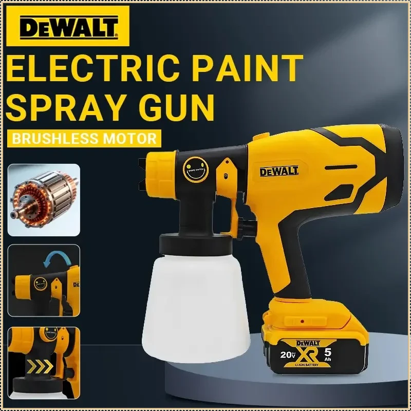 

Dewalt Cordless Electric Spray Gun 800ML Portable Paint Sprayer High Power Auto Furniture Coating Airbrush For 18V 20V Battery