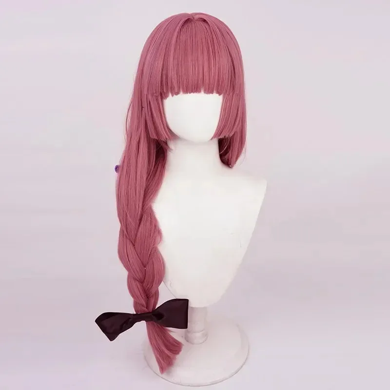 Bocchi The Rock Hiroi Kikuri peluca de Cosplay rojo claro sintético trenzado peluca larga y recta Anime Coser Linda chica peluca de Halloween