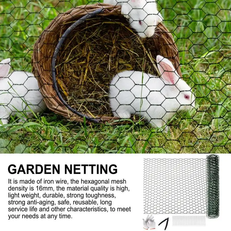 Garden Fence Mesh Anti Bird Net Crops Protective Fencing Mesh for Plants Fruit Trees from Birds with 50 Zip Ties Plier Gloves