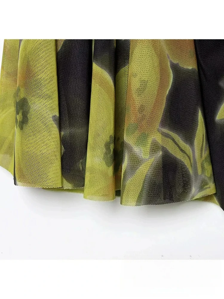 KONDALA Vintage Chic vestido de mujer estampado gasa cremallera corta Cami Vestidos nueva moda 2025 Primavera Verano vestido de vacaciones