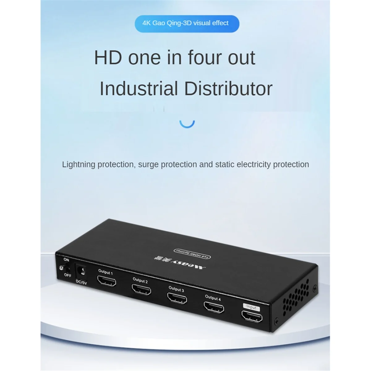 1ใน4ออกวิดีโอ4พอร์ตแยกเข้ากันได้1x4สนับสนุน3D 4K 30Hz Splitter พร้อมปลั๊ก EU