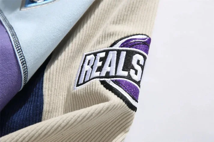 Y2K americký hip hop módní baseball uniforma muži retro písmeno šití pouliční volná bunda nadměrná módní bunda ženy - náhled 3