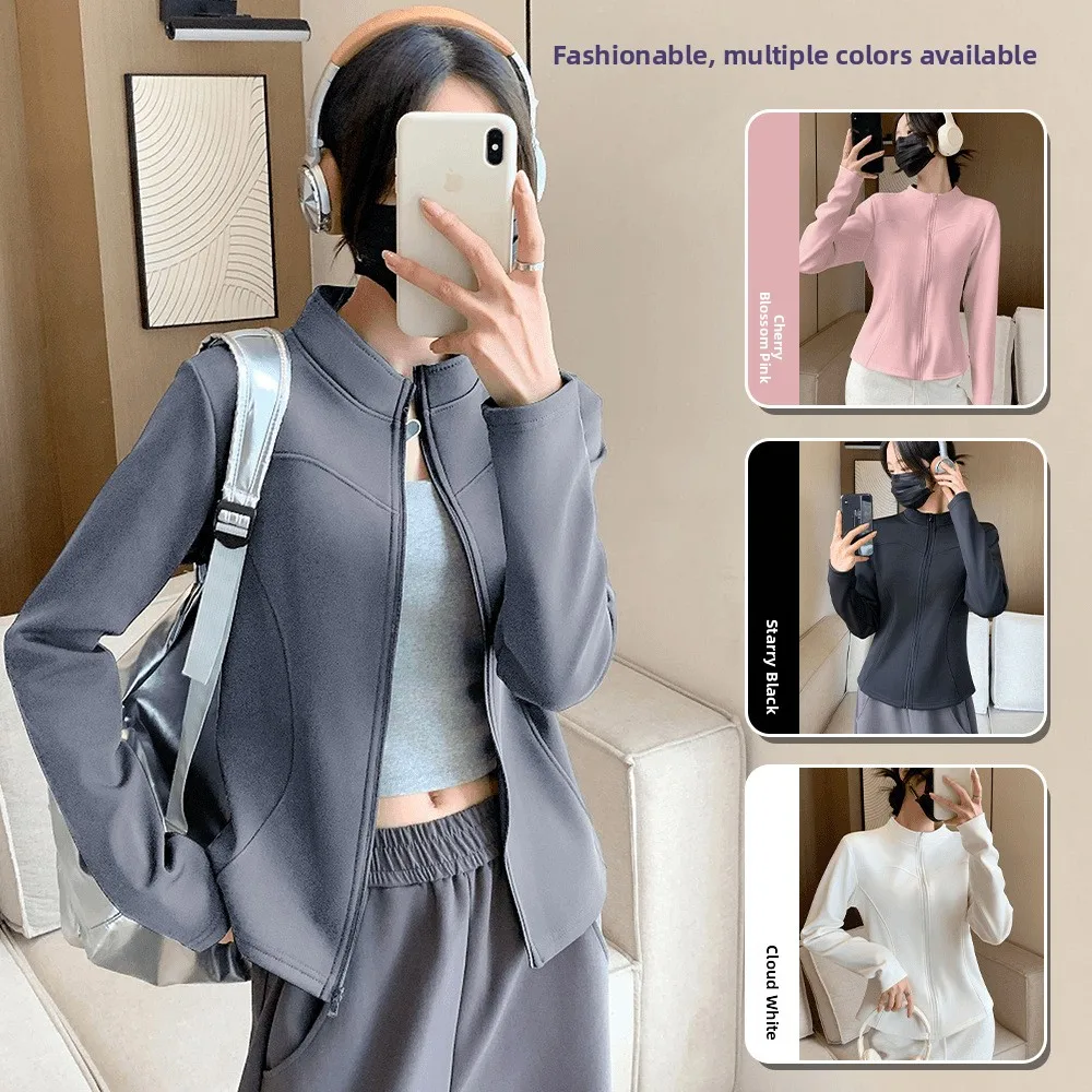 Women's Fleece Lined Yoga Jacket Thickened Slimming Warm Top Winter Yoga Clothes Long Sleeve Fitness Outerwear