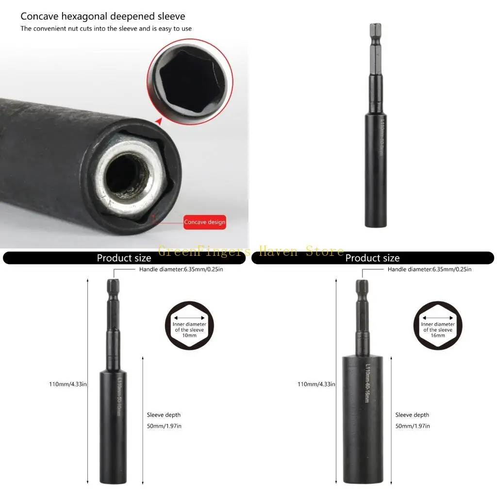 F68D Power Deepen Nut Driver Drill Bit Set Hexagonal Socket Adapter Bolt Driver Repairing