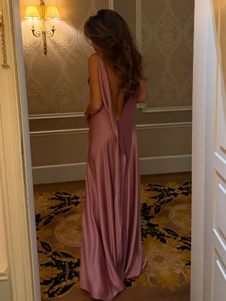 Tief Ausgeschnittenes Seitlich Geschlitztes Langes Kleid Damen Sexy Ärmelloses Rückenfreies Plissiertes Party-Abendkleid Charmantes Damenkleid Vestidos Longo – Detail 7
