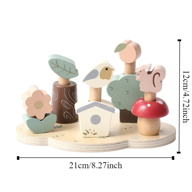 ألعاب القفز على شكل حيوانات الغابة الخشبية، ألعاب ألغاز تفاعلية للأطفال الصغار، مكعبات تكديس محمولة، ألعاب تعليمية منتسوري #6