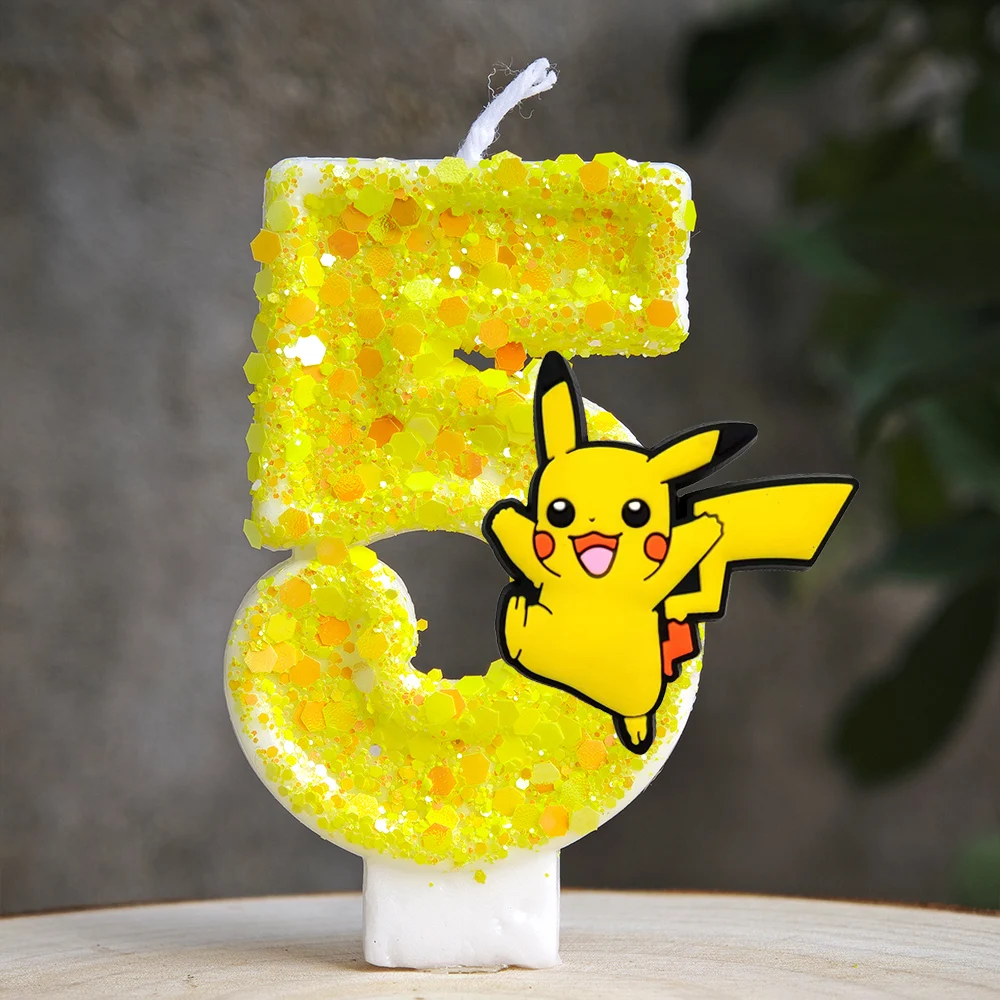 Pokemon Pikachu Kerze Cartoon 0-9 Nummer Geburtstagskerze Kind Babyparty Geburtstag Plug-in Kuchen Party Charakter Geschenkzubehör