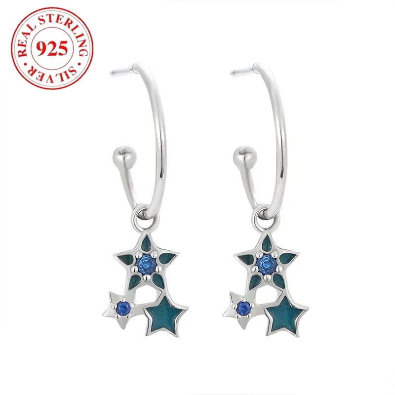 

925 Sterling Silver Star Women's Earrings Hypoallergenic Suitable for Women's Party Simple Personalized Fashion Jewelry Gifts