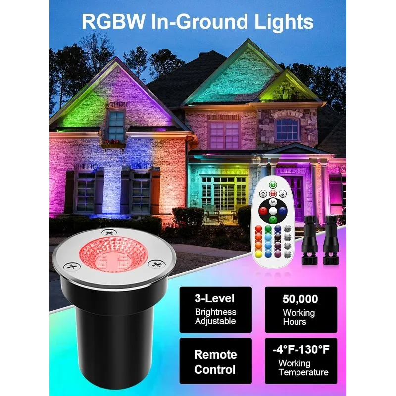 Low Voltage Landscape Lighting RGB Well Lights Landscape LED In Ground Light, Outdoor Color Changing Landscape Lights,