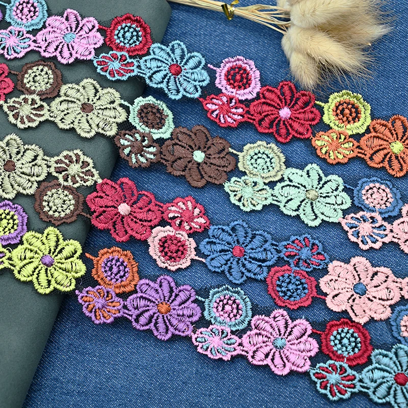 2Yards High Quality Ribbons Fashion Lace for Crafts Decorative Embroidery Trimmings Sewing Accessories African Multicolor Lace