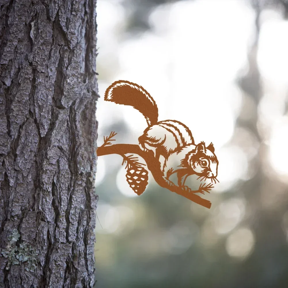 CIFBUY Chipmunk Contour Silhouette Metal Stake, Cute Garden Yard Art Decor, Iron Ornament for Outdoor Lawn Decoration