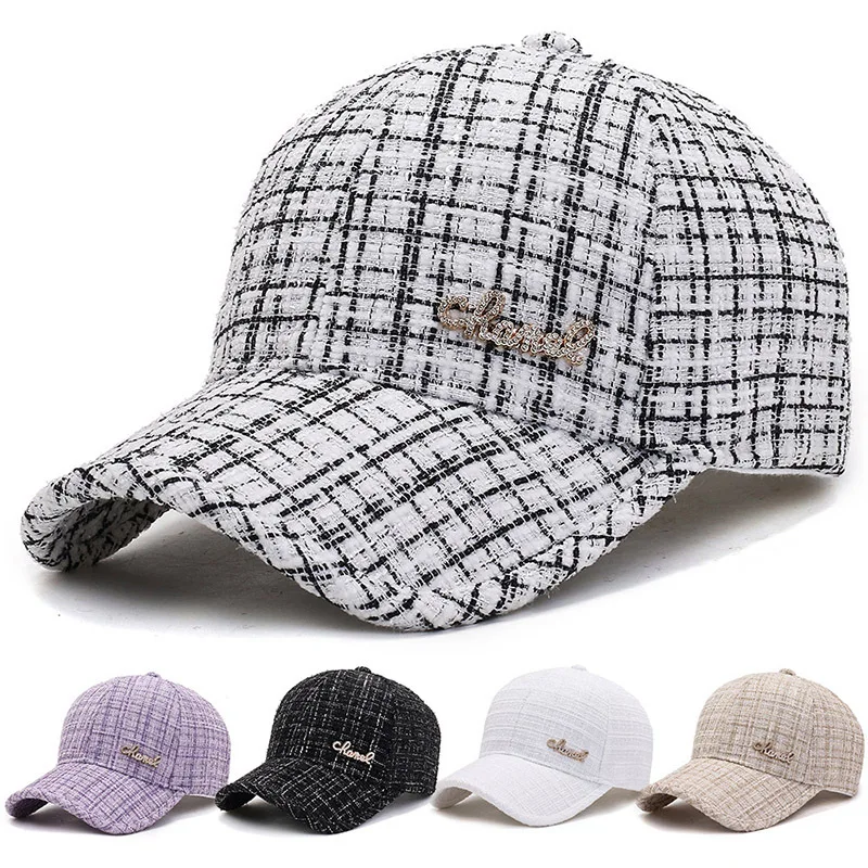 

2022 Outdoor Leisure Baseball Cap Trend Plaid Cap Fashion Sun Hat Sun Protection Shade Sports Fashion Hat Street Warm Hat