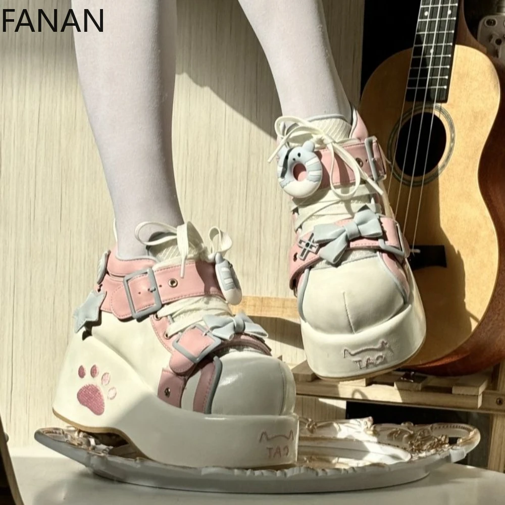 

Platform Lolita High Heel Pumps Gothic Subculture Fashion Mary Jane Women's Shoes Non-slip Princess Jk Height-increasing Flats