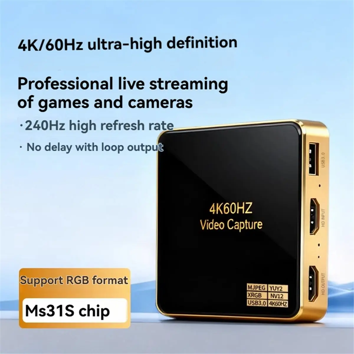 FLASH SALE-USB3.0 Video Capture Card 4K60HZ Resolution No Delay HD Video Capturing with Loop Output HDTV Live Streaming Device