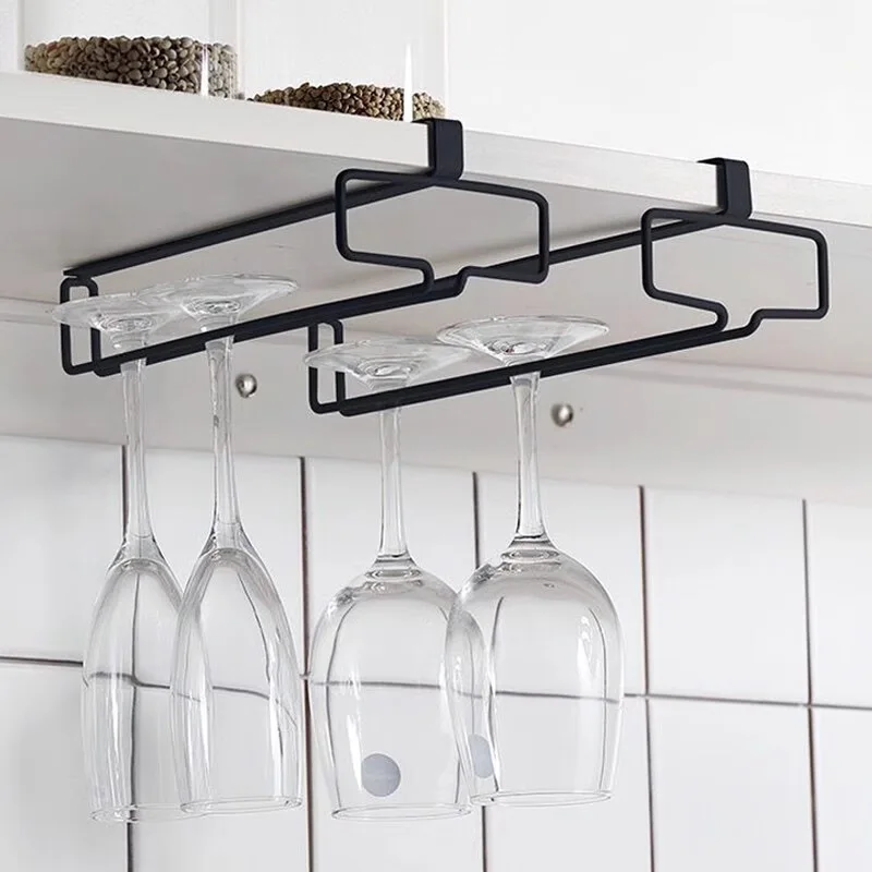 

Kitchen Decorative Cabinet Goblet Bar StorageShelf Hanging Rack Stemware Holder Wine GlassRack Cup Hanger
