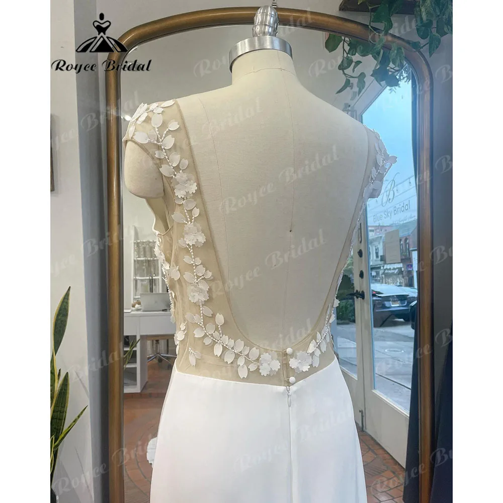 Brautkleid-Robe de Mariée Sirène en Satin Doux, Style Boho, Col en V, Dentelle, Dos Ouvert, Reçus des Patients, ixde Mariage, 2023