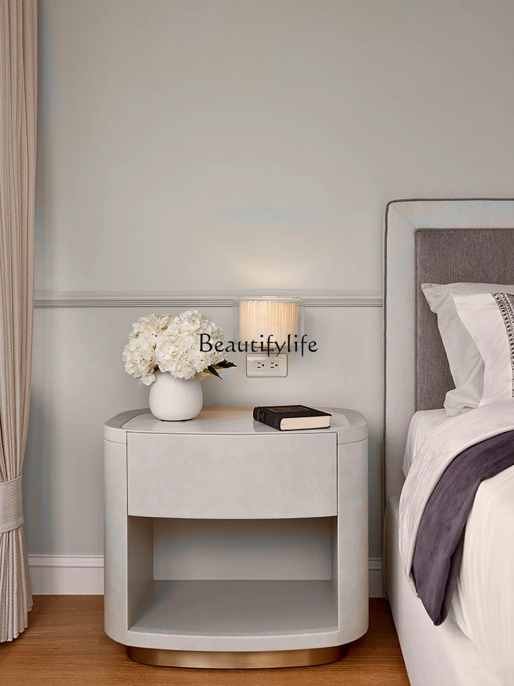 Italian minimalist master bedroom bedside table luxury villa high-end custom storage locker