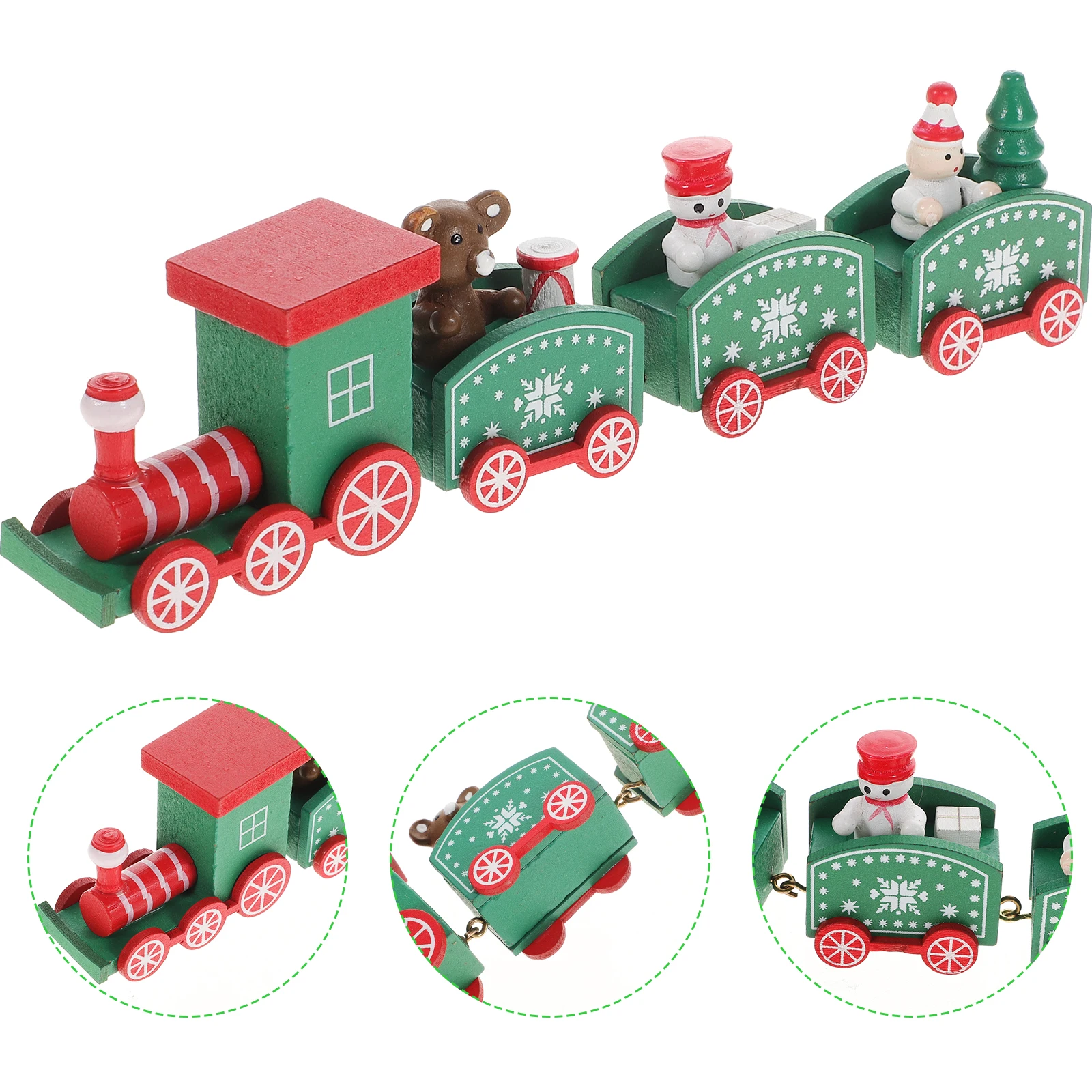 

Christmas Toy Train Wooden Toys Table Decor Desk Ornament Bamboo Child Ornaments for Kids