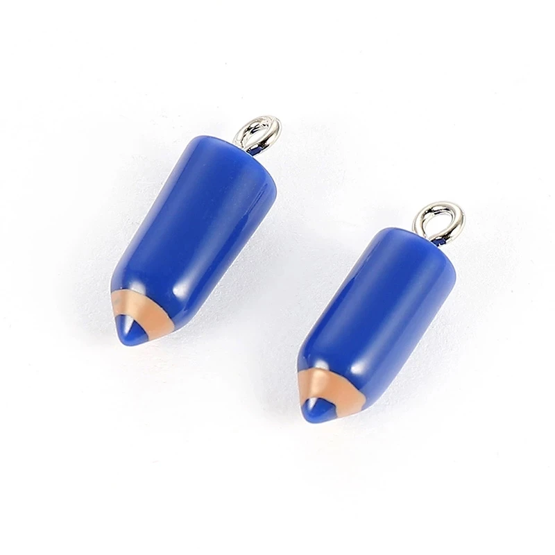 20pcs/lot Mixed Random Color Resin Pencil Shape Charms Pendants DIY Keychain Earrings for Jewelry Making Accessories