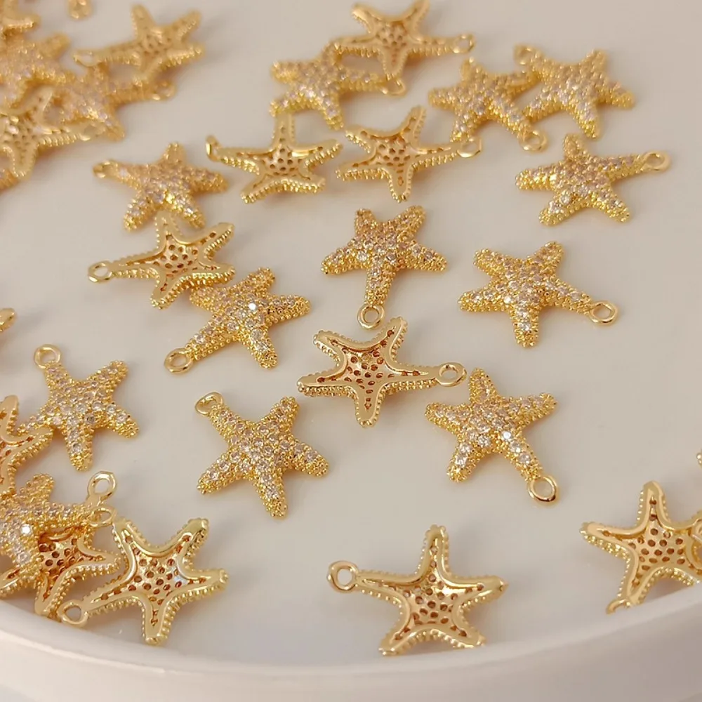

14-каратное позолоченное циркониевое кулон в виде морской звезды с пятиконечной звездой, браслет, ожерелье, серьги, ювелирные изделия ручной работы своими руками