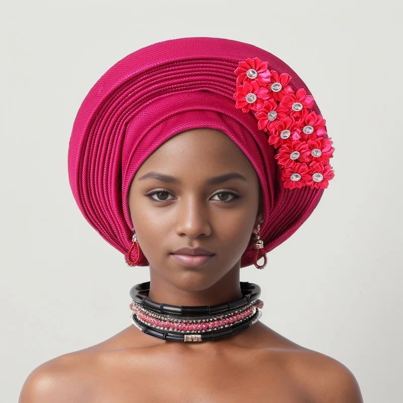 African Women Hijab Bonnet Chemo Cap Auto Geles Headtie Already Made Turban Aso Oke Nigerian Wedding Party Headwrap Hat Hijab