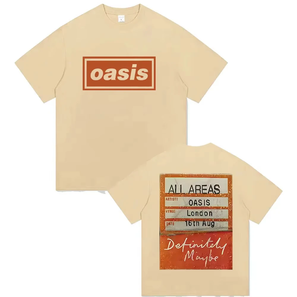 O-الواحة Definiteiy ربما 2025 الجرافيك تي شيرت البريطانية روك باند قصيرة الأكمام تي شيرت الرجال النساء الهيب هوب الملابس القطن تي شيرت