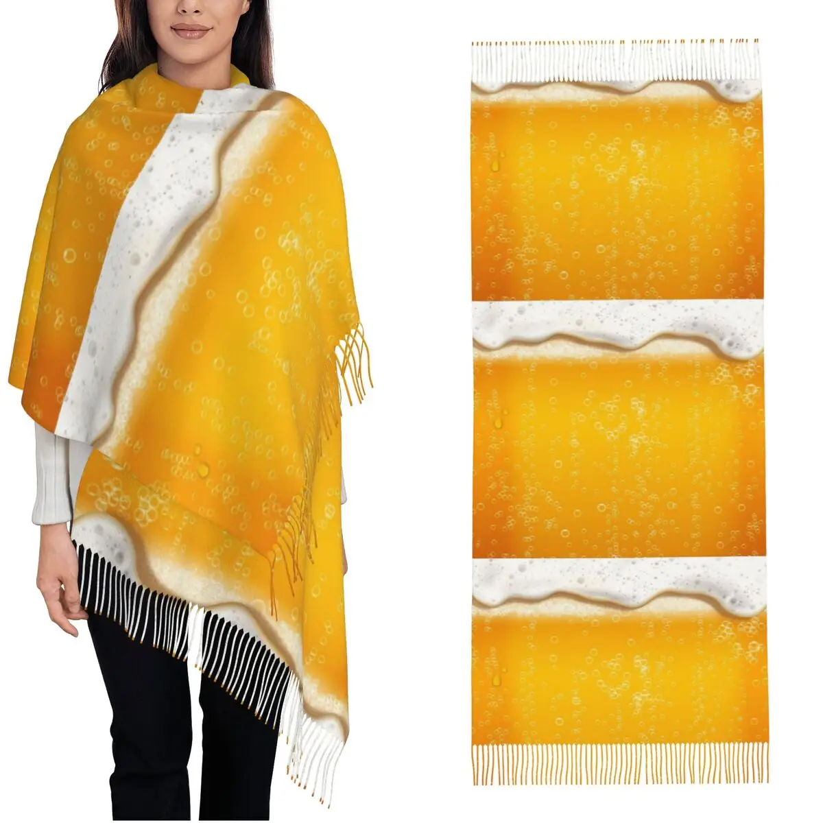 

Мужской и женский шарф, сохраняющий тепло, забавные пивные большие шарфы с кисточкой, пивной фестиваль, вечеринка, карнавал, y2k, забавная шаль, накидка, осень Буфанда