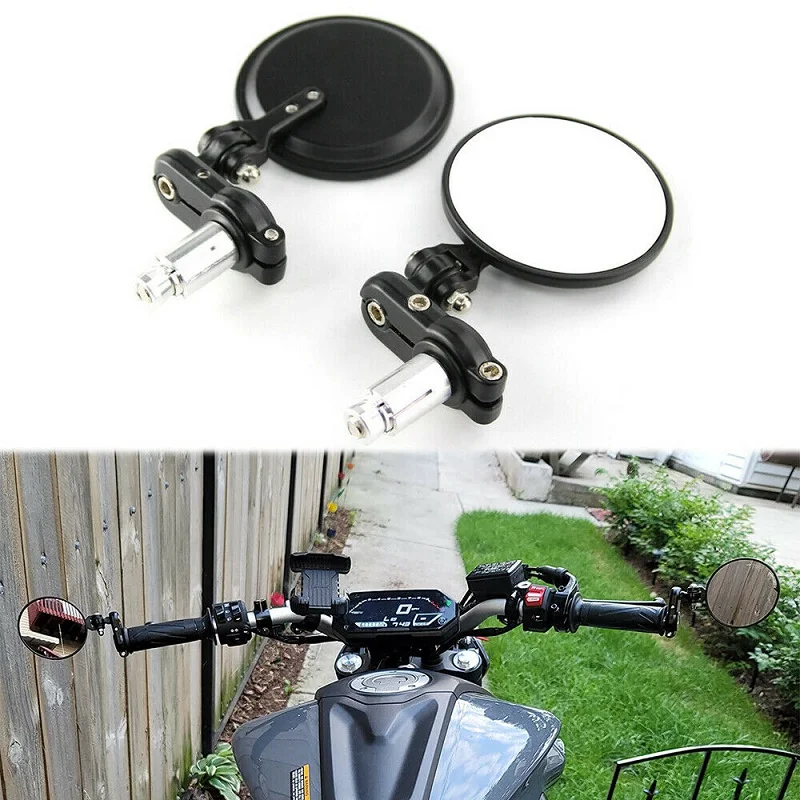 

Motorcycle Rear View Mirrors Foldable Round 7/8" Handle Bar End Rearview Side Mirrors For Honda GROM MSX125