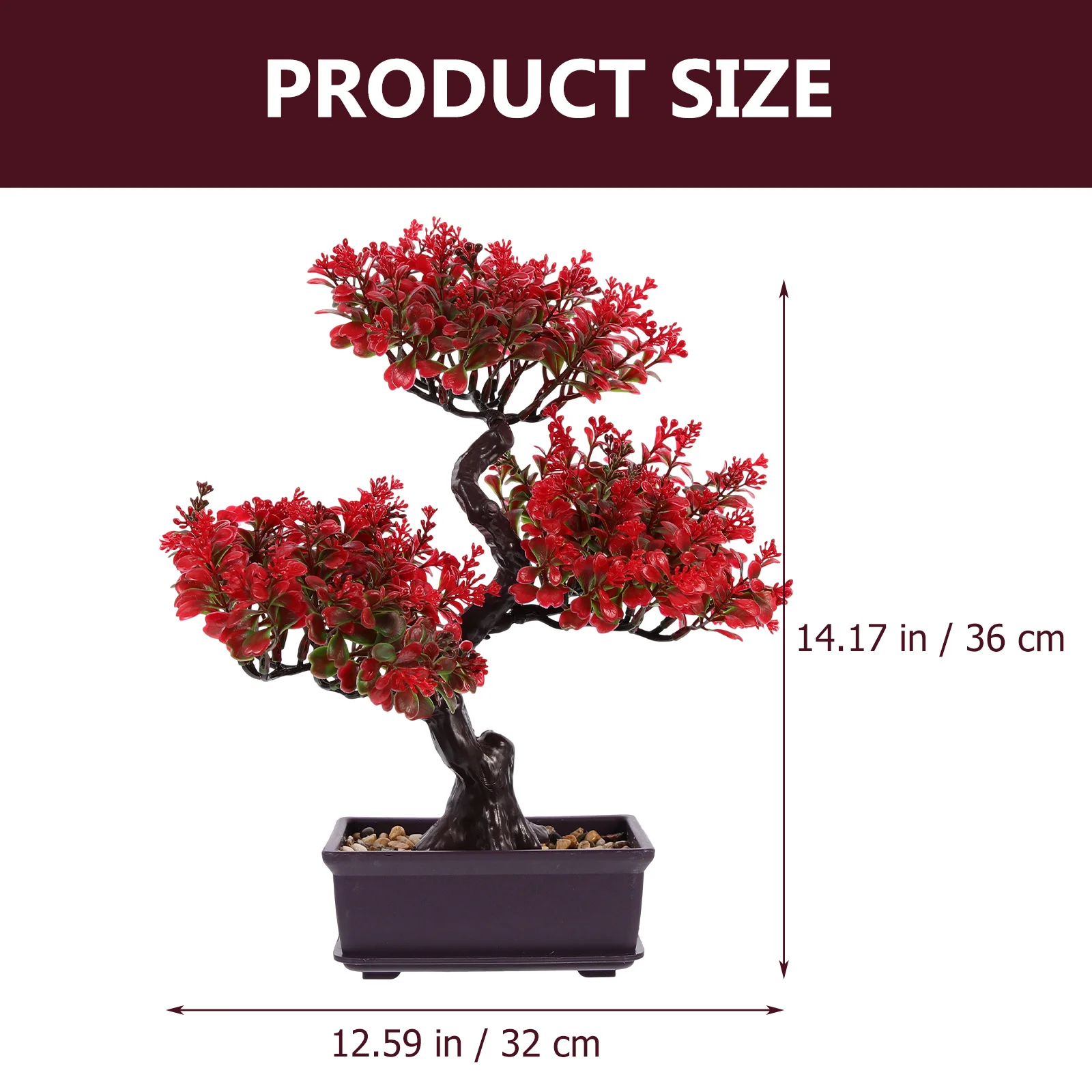 Red Artificial Plant Life Like Simulation Simulation Green Plants Greenery No Maintenance Fake Decor for Home Office