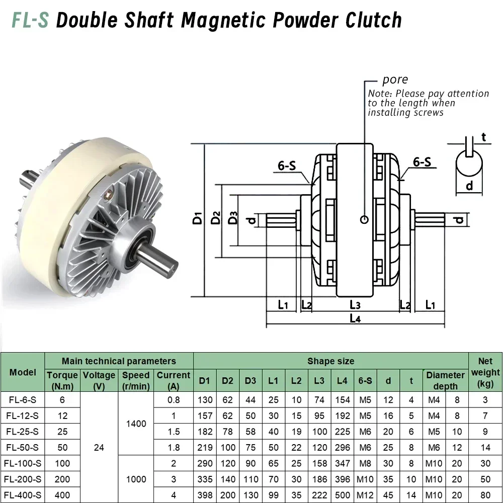 Magnetic Powder Clutch Tension Controller Kit Double/Hollow Shaft DC24V Winding 6/12/50-400Nm 0.6-40kg 1400rpm Textile Machine