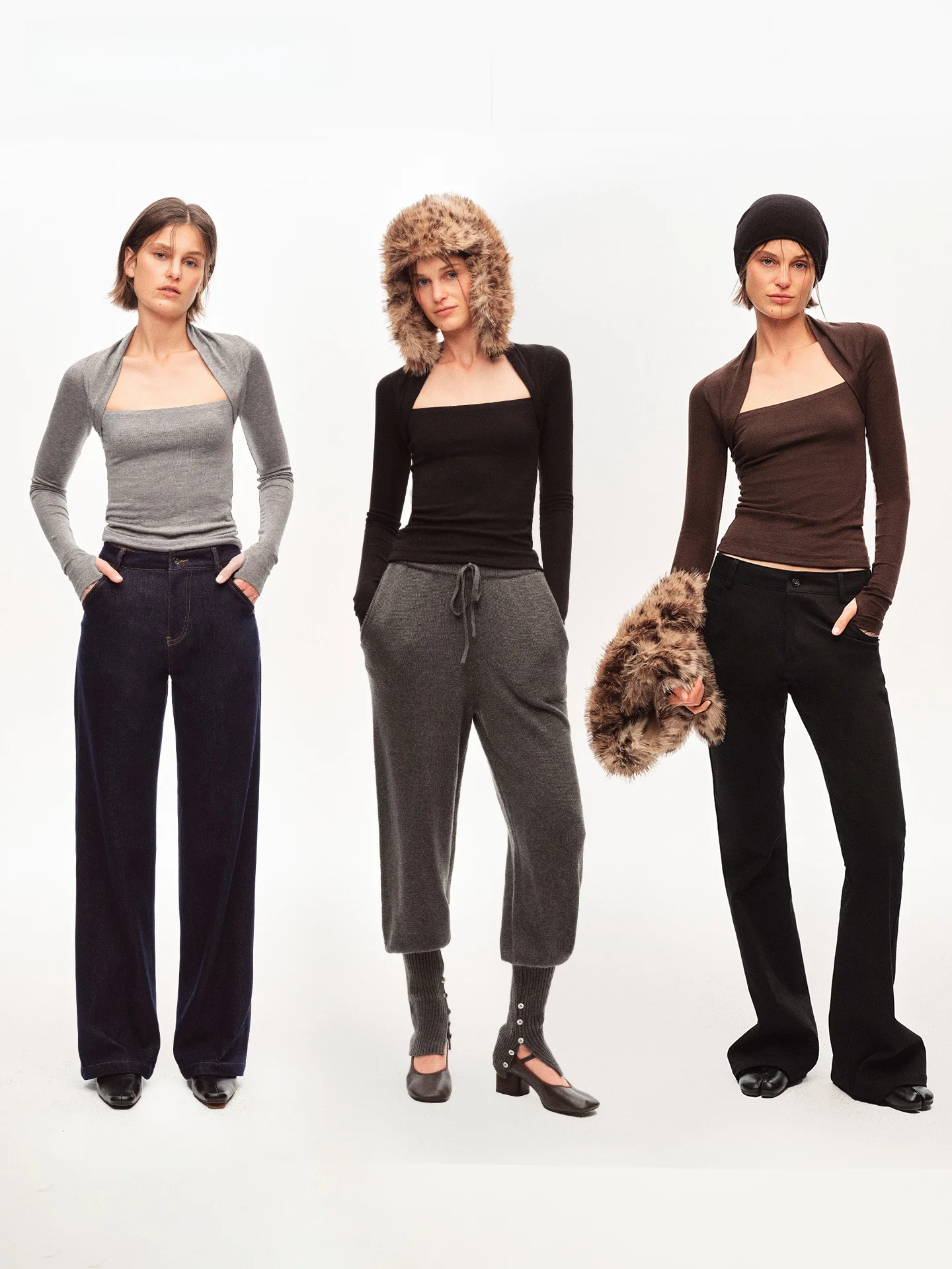 

Женская базовая трикотажная шерстяная футболка с длинными рукавами и накладками на рукава, имитирующая двухслойный дизайн из лиоцелла Lenzing, зимняя коллекция.