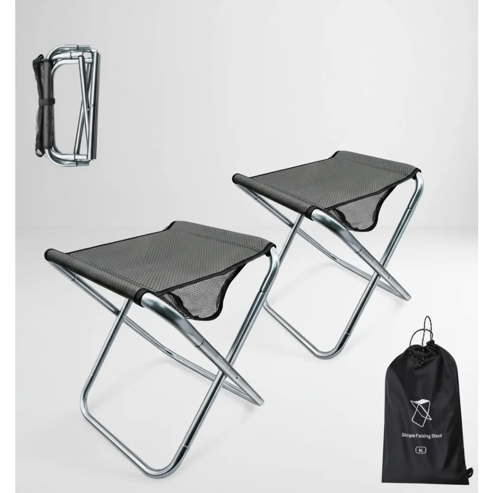 

2 Pack Folding Camping Stool, 16in Tall Lightweight Aluminum Alloy, 300lbs Capacity for Outdoor Travel BBQ Fishing