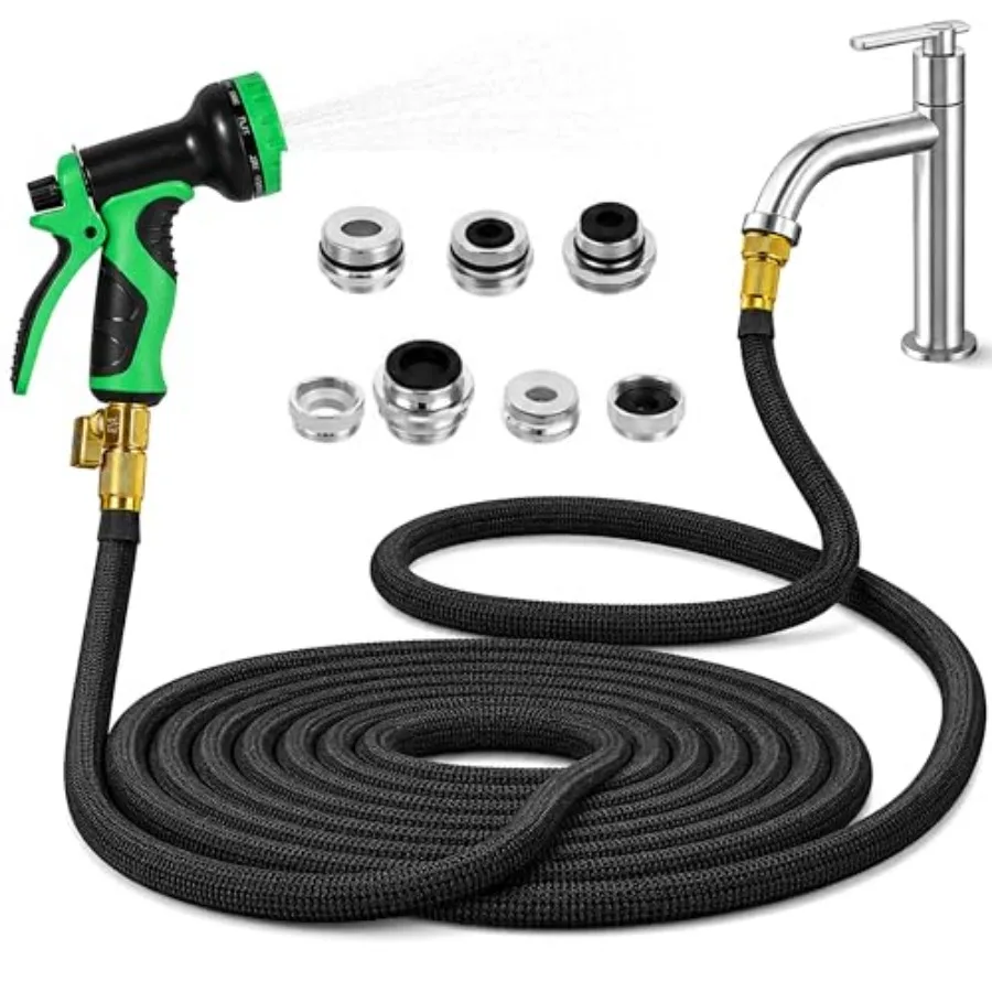 

Indoor Sink Hose Attachment for Faucet- Kitchen Sink Faucet with 7 Faucet Adapters for Watering Plants, Washing Dogs, 10 Functi