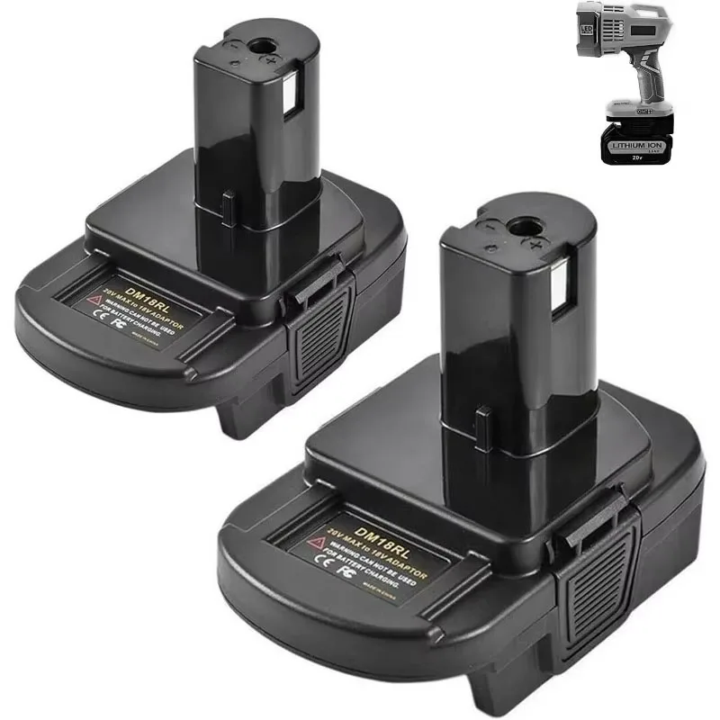 

Адаптер-переходник DM18RL для литиевых аккумуляторов Dewalt 20V / Milwaukee 18V, позволяющий использовать их с электроинструментами Ryobi.