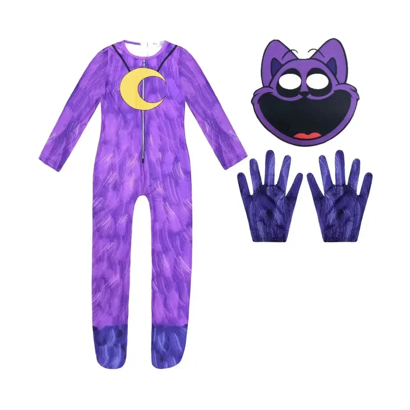 Smiling Critters Cat Cosplay Costumes Smiling Critters CATNap Accion Jumpsuit Halloween Carnival Party Dress Up Suit for Kids