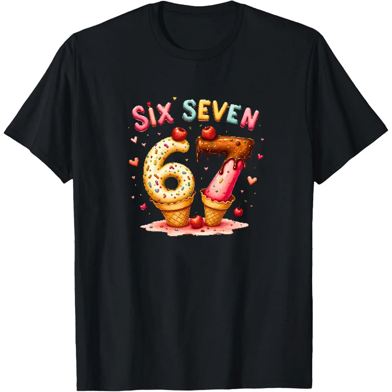 

67 T-Shirt Six Seven Ropa Mujer Six Seven Shirt 67 Shirt Women Tees Man Graphic T Shirts Biscuit Food Ice Cream Funny Shirts