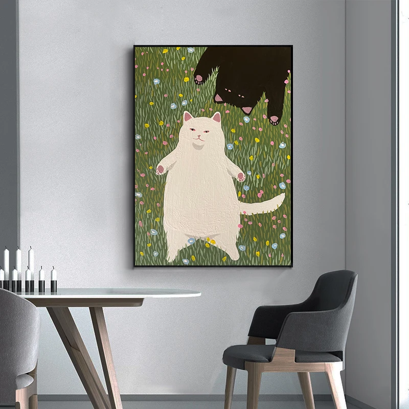 Animal Cat Posters Funny American Cats Wall Art Pictures Modern Comic Prints Adorable Home Living Room Aesthetic Decor