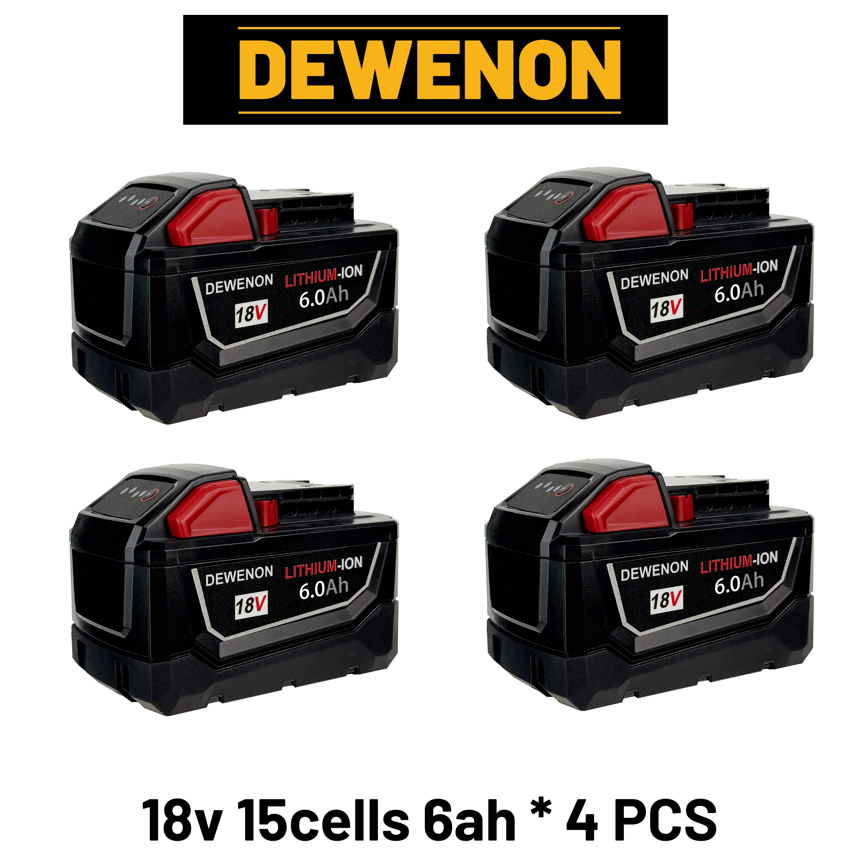 

Original DEWENON 18V Battery for Milwau kee M18B5 6AH 15Cells M12-18FC Charger for M18 1815 Tool Lithium Battery 4811-1850
