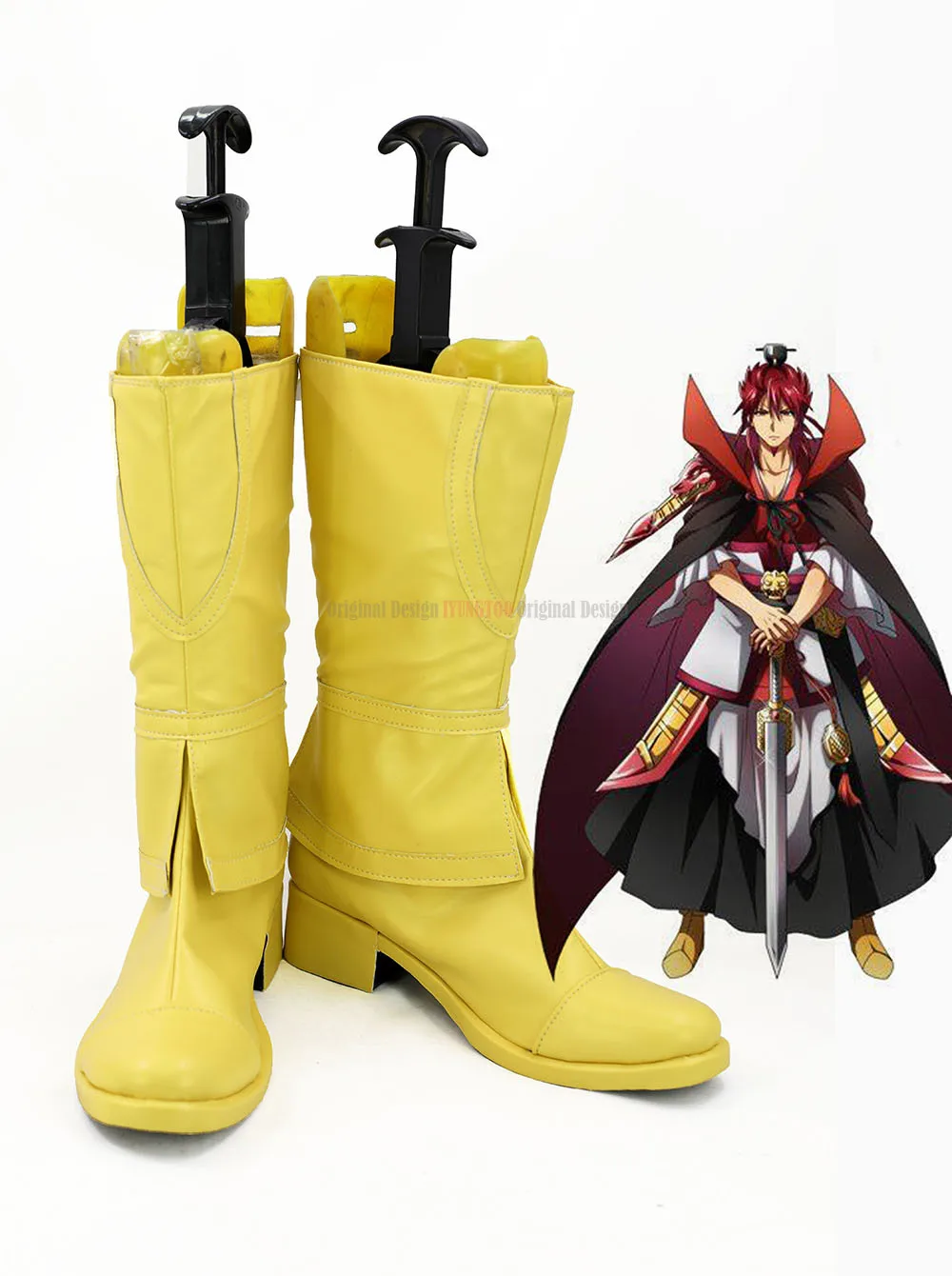 Kouen Ren Shoes Cosplay Magi The Labyrinth of Magic Kouen Ren Cosplay Boots Yellow Shoes Custom Made