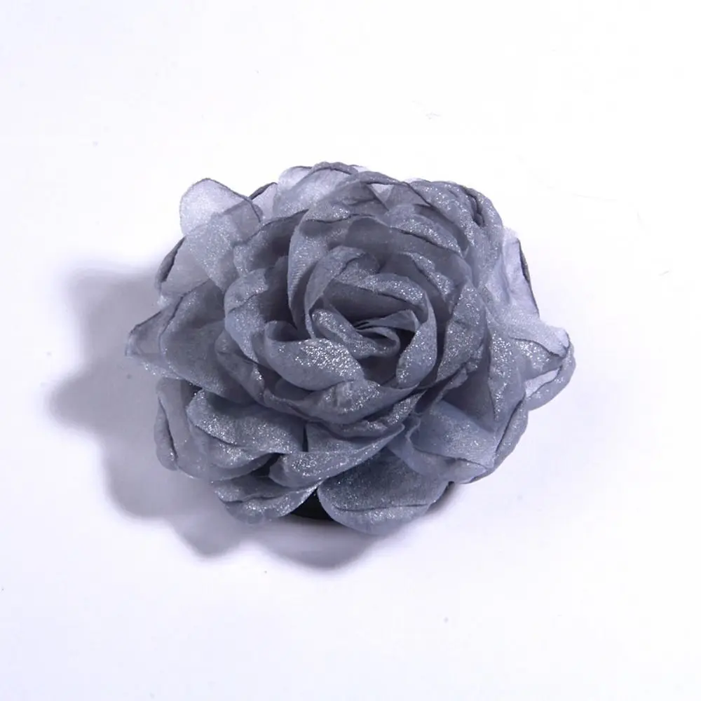 Handmade Artificial Flowers Wedding Dress Decoration DIY Hair Accesorries Mesh Rose Head 9.5CM Burned Edge Brooch Accessories