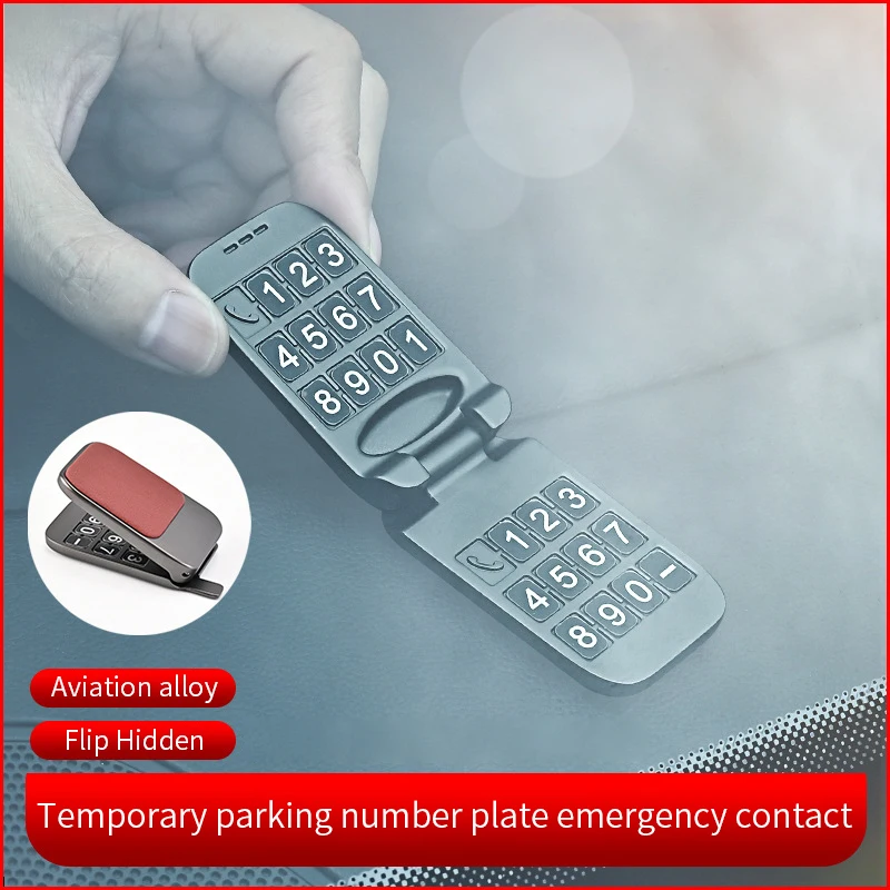 Creative Temporary Parking Car Phone Number Metal Clamshell Concealed Mobile Phone Plate Card Phone Number Display for Car